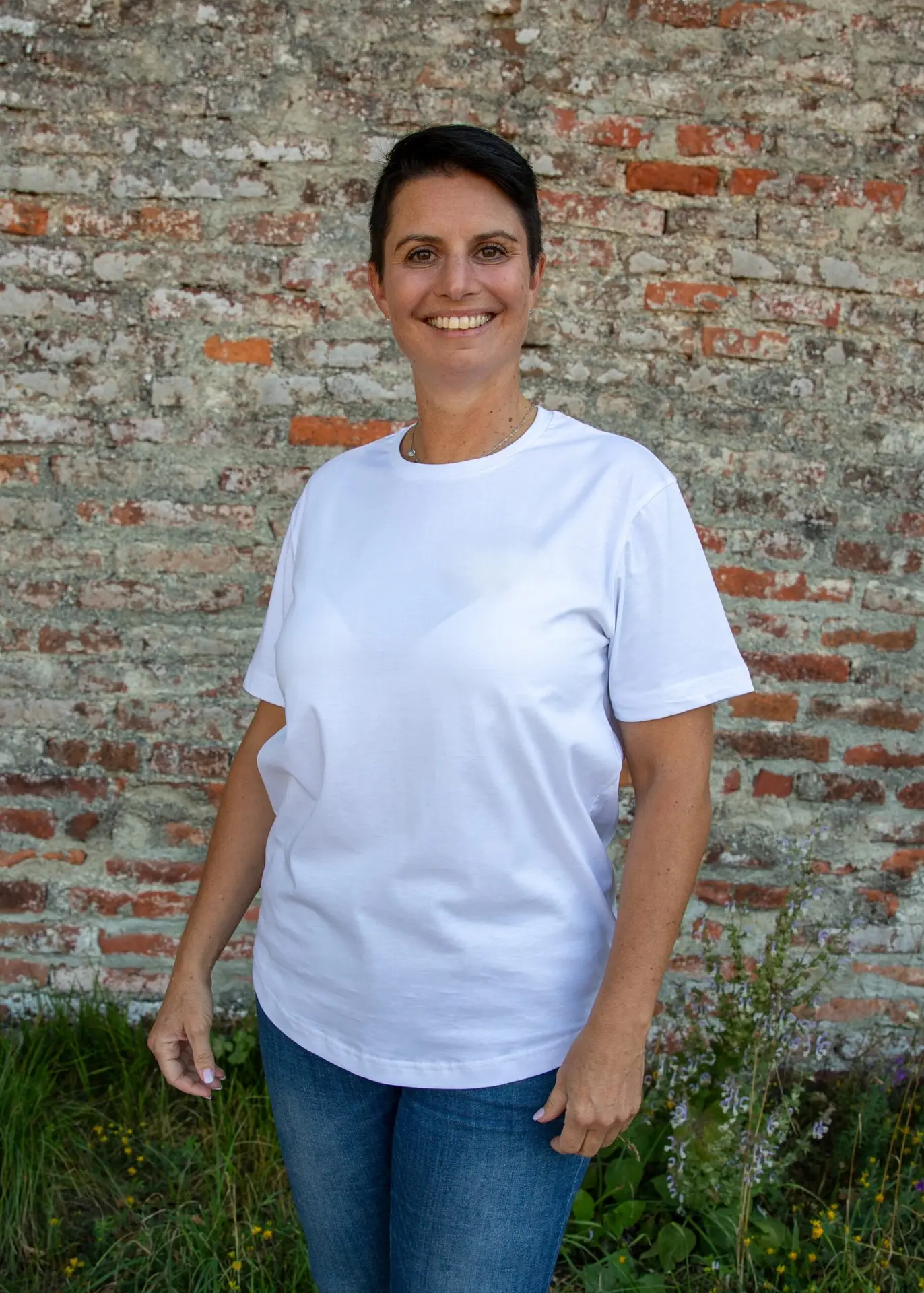 T-Shirt S rundhals weiß